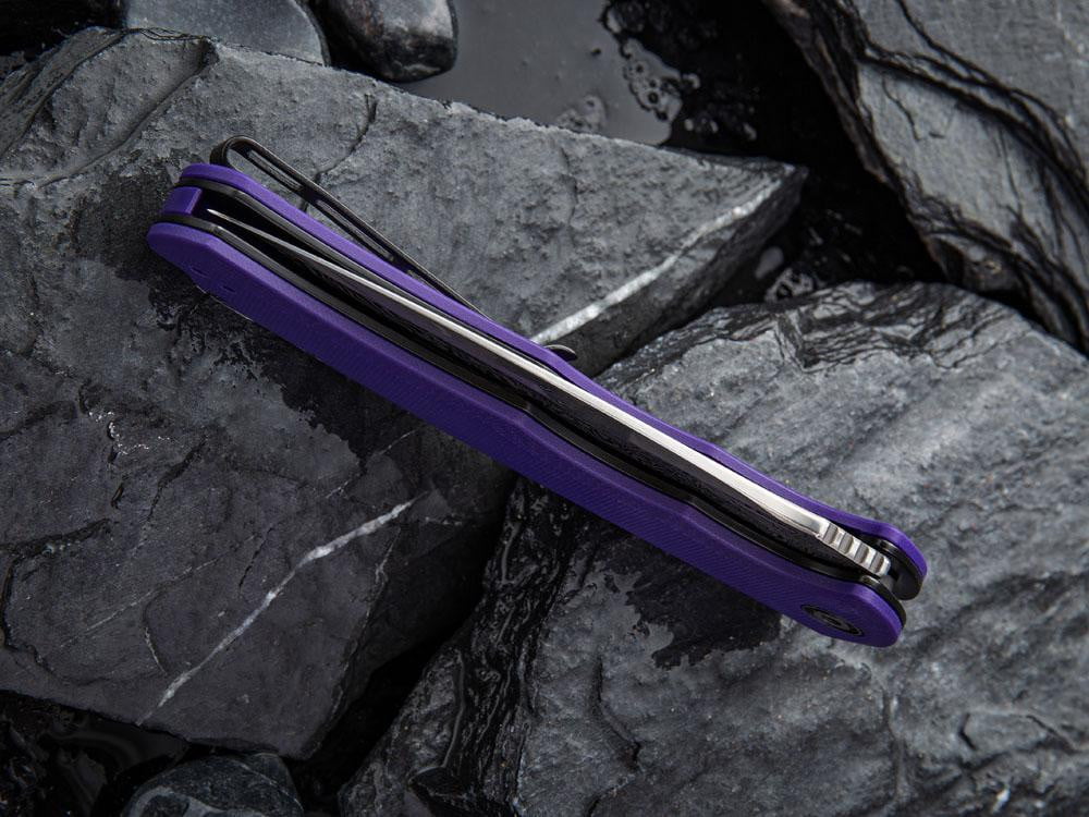 CIVIVI - C803DS-2 - PRAXIS - DAMASCUS BLADE - Purple G10 Handle - True Talon