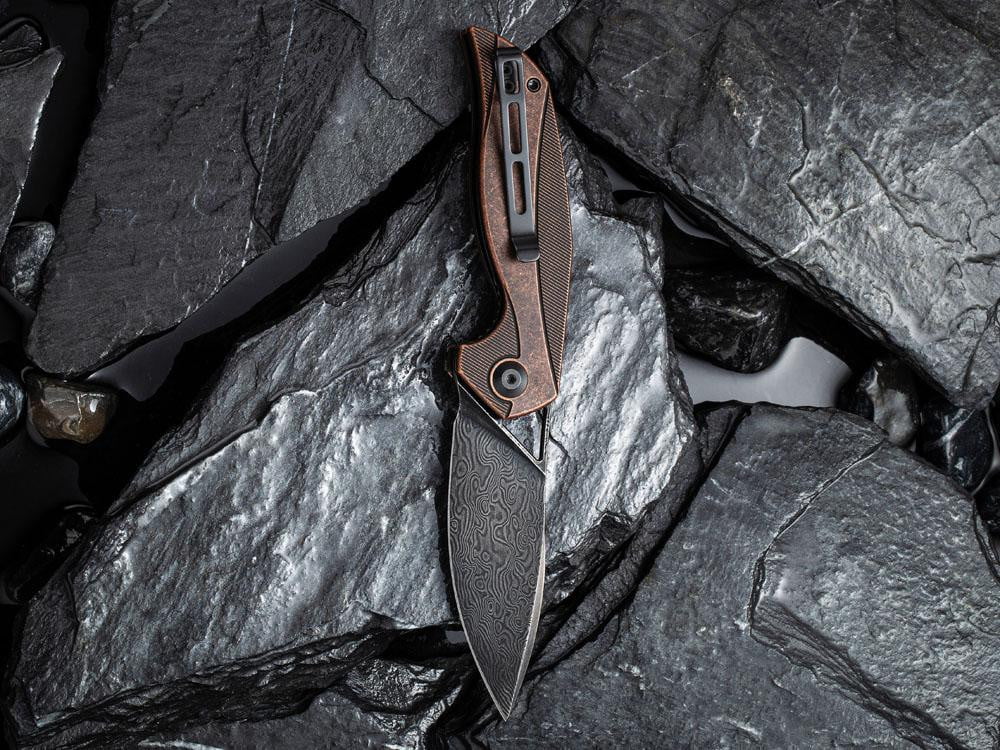 ** HERE NOW ** CIVIVI - C903DS-3 - ANTHROPOS - BLACK DAMASCUS BLADE - BLACKENED COPPER HANDLE - True Talon
