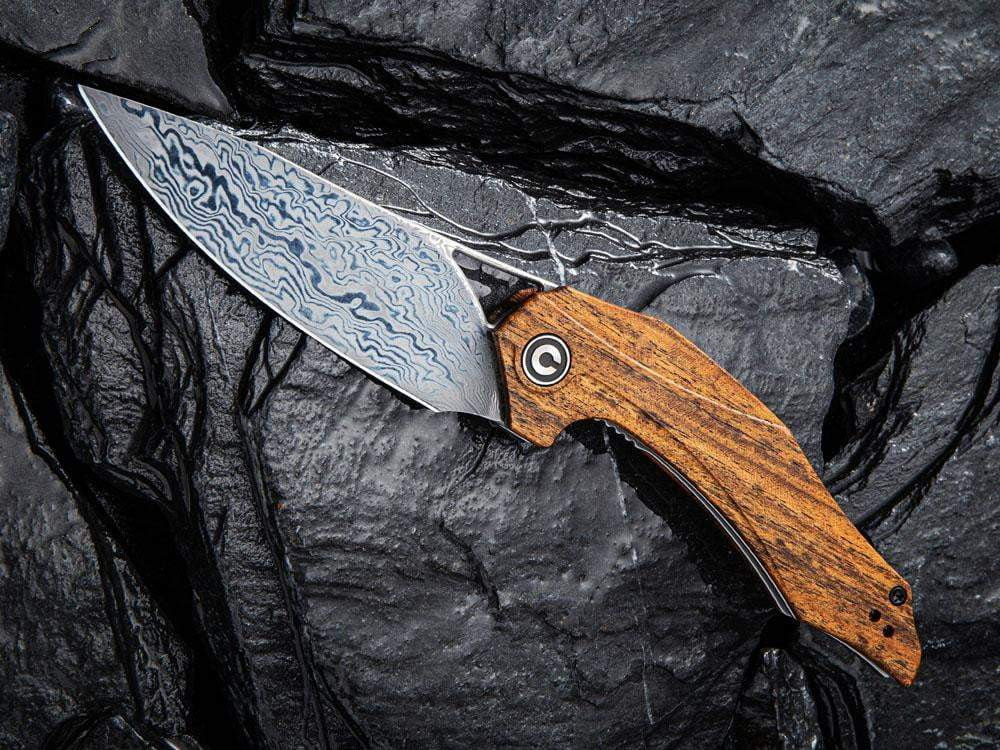 ** HERE NOW ** CIVIVI - C904DS-2 PLETHIROS - Damascus Blade - Golden Sandalwood Handle - True Talon
