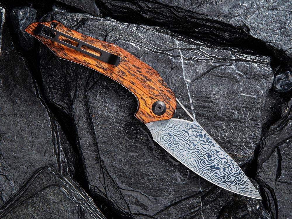 ** HERE NOW ** CIVIVI - C904DS-2 PLETHIROS - Damascus Blade - Golden Sandalwood Handle - True Talon