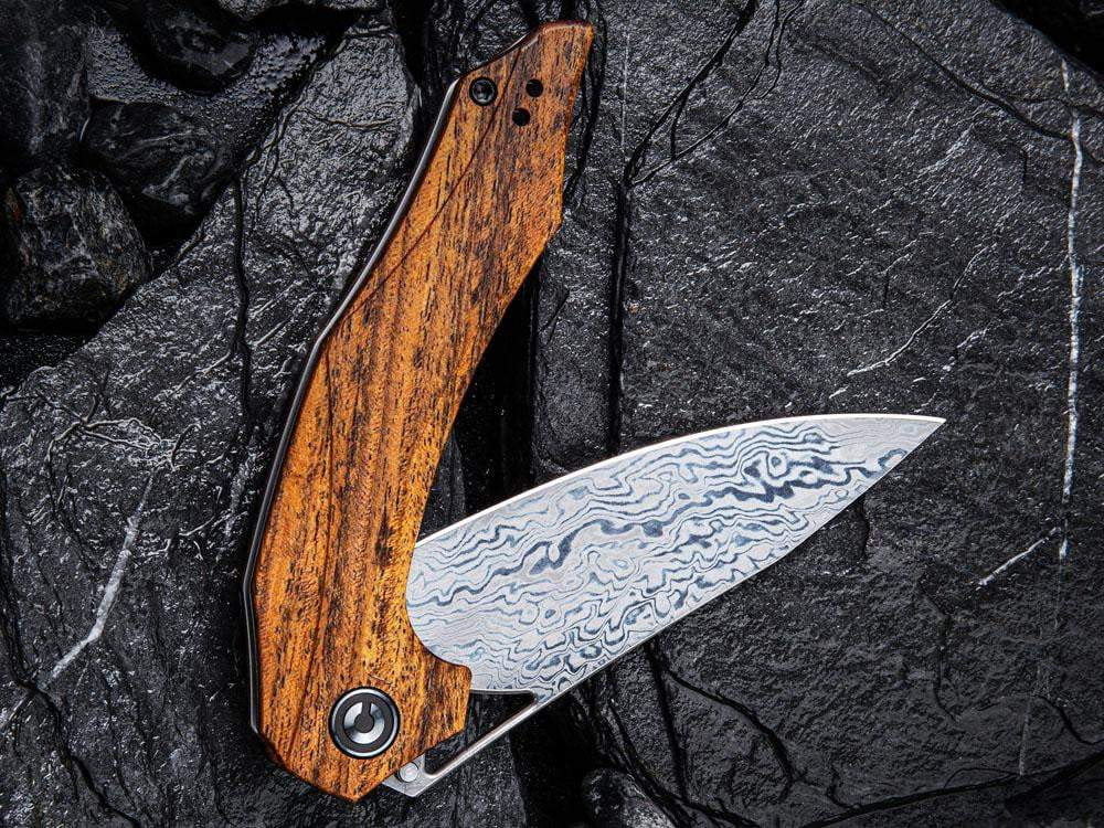 ** HERE NOW ** CIVIVI - C904DS-2 PLETHIROS - Damascus Blade - Golden Sandalwood Handle - True Talon