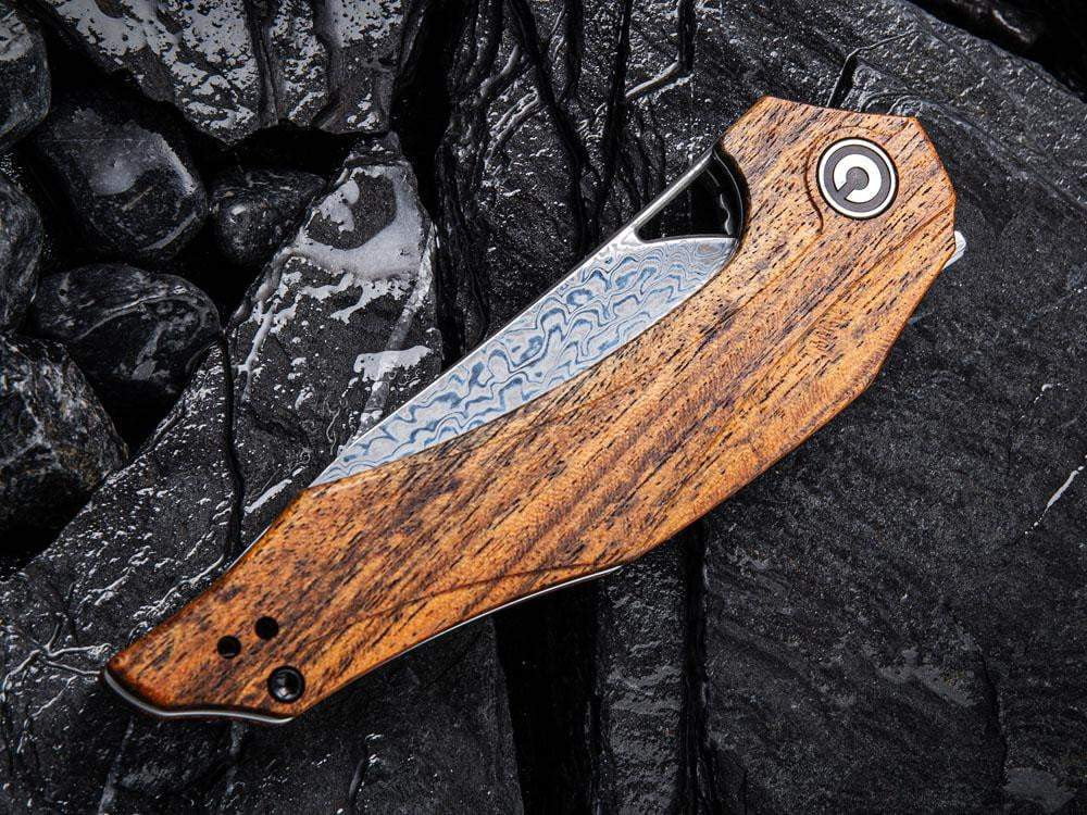 ** HERE NOW ** CIVIVI - C904DS-2 PLETHIROS - Damascus Blade - Golden Sandalwood Handle - True Talon