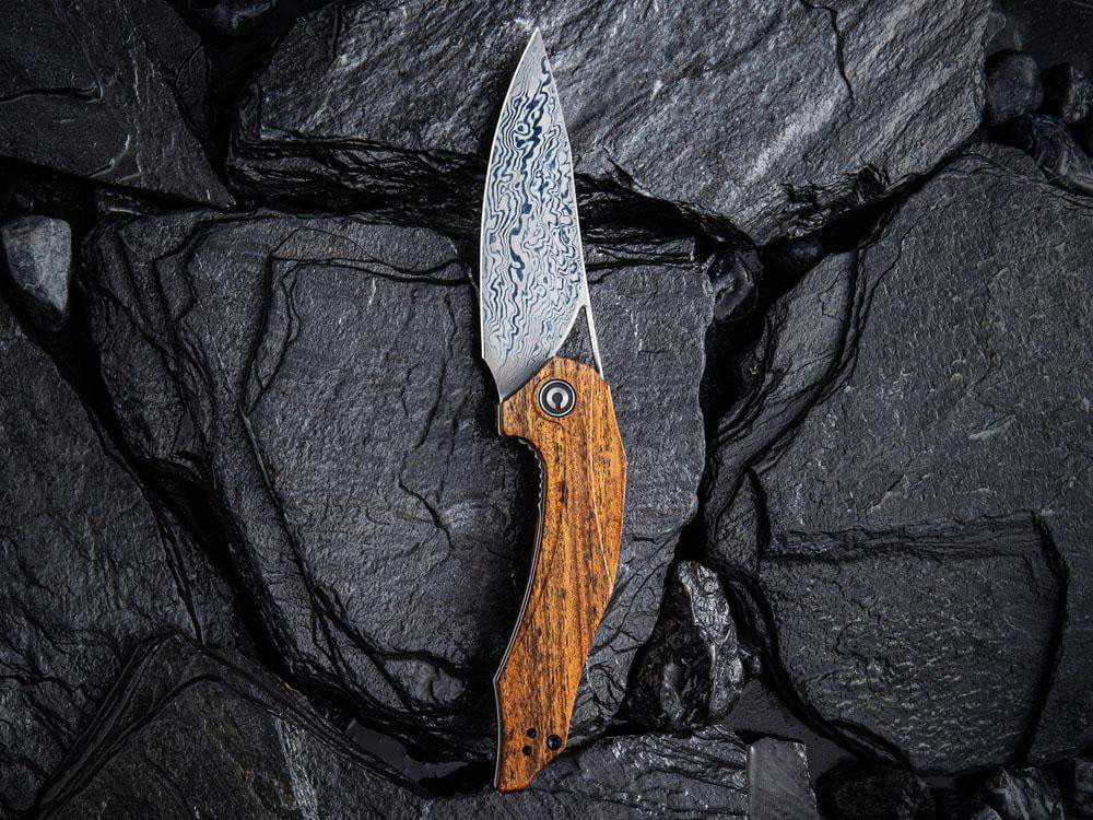 ** HERE NOW ** CIVIVI - C904DS-2 PLETHIROS - Damascus Blade - Golden Sandalwood Handle - True Talon