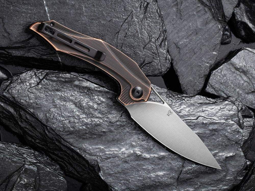 CIVIVI - C904D PLETHIROS - Satin 154CM Blade - Black Hand Rubbed Copper Handle - True Talon