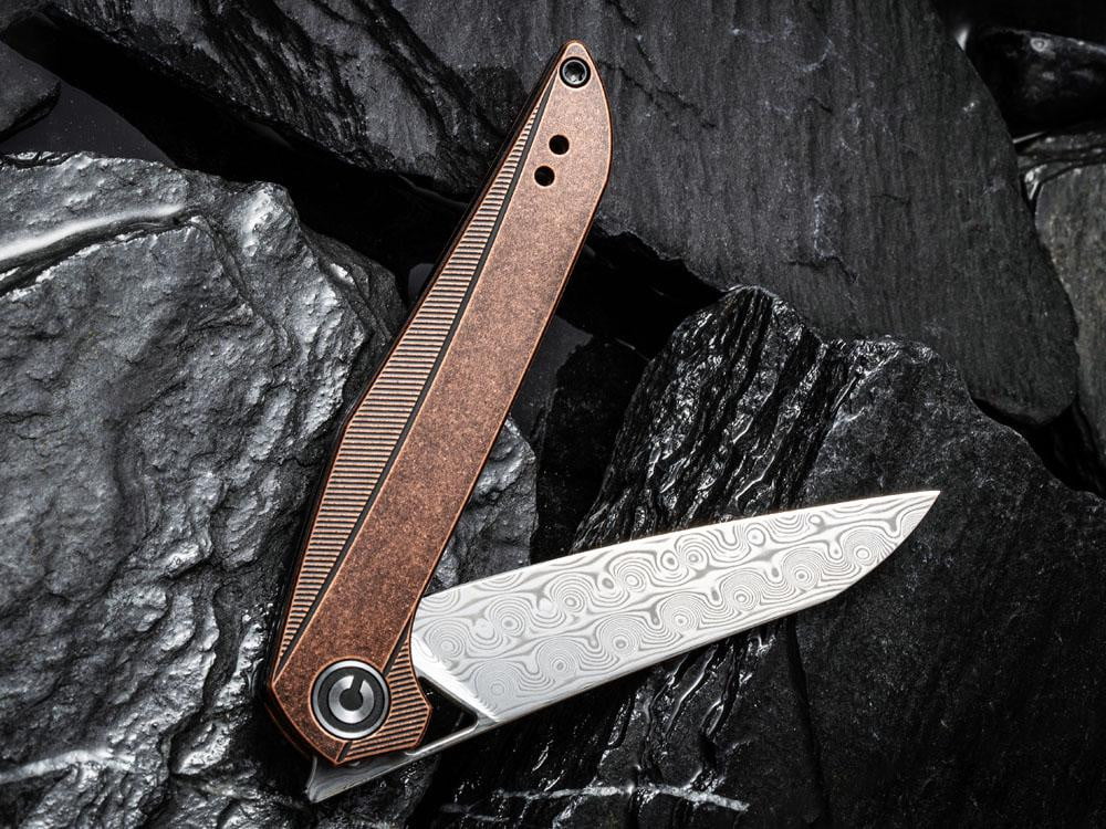 ** HERE NOW ** CIVIVI - C905DS-2 MCKENNA - DAMASCUS BLADE - COPPER HANDLE - True Talon
