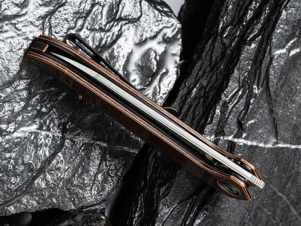 ** HERE NOW ** CIVIVI - C905DS-2 MCKENNA - DAMASCUS BLADE - COPPER HANDLE - True Talon