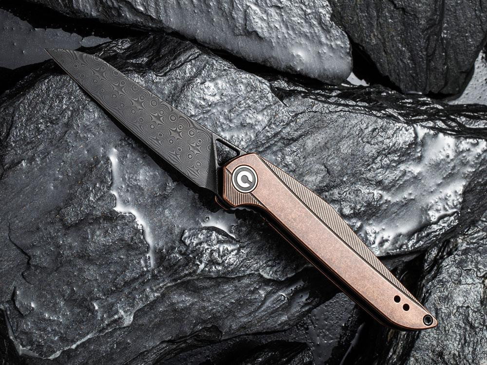 ** HERE NOW ** CIVIVI - C905DS-3 MCKENNA - BLACK DAMASCUS BLADE - COPPER HANDLE - True Talon