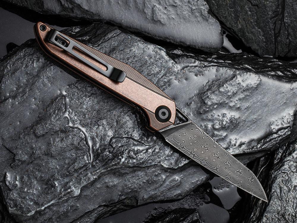 ** HERE NOW ** CIVIVI - C905DS-3 MCKENNA - BLACK DAMASCUS BLADE - COPPER HANDLE - True Talon