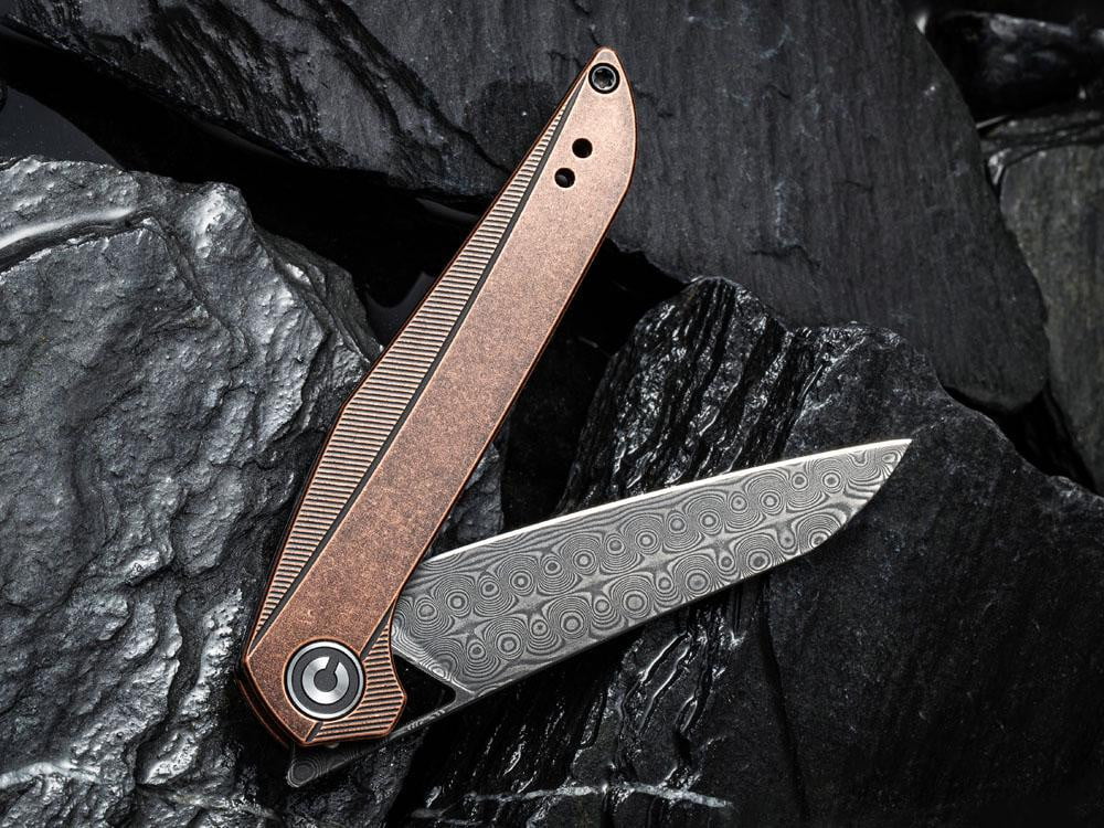 ** HERE NOW ** CIVIVI - C905DS-3 MCKENNA - BLACK DAMASCUS BLADE - COPPER HANDLE - True Talon