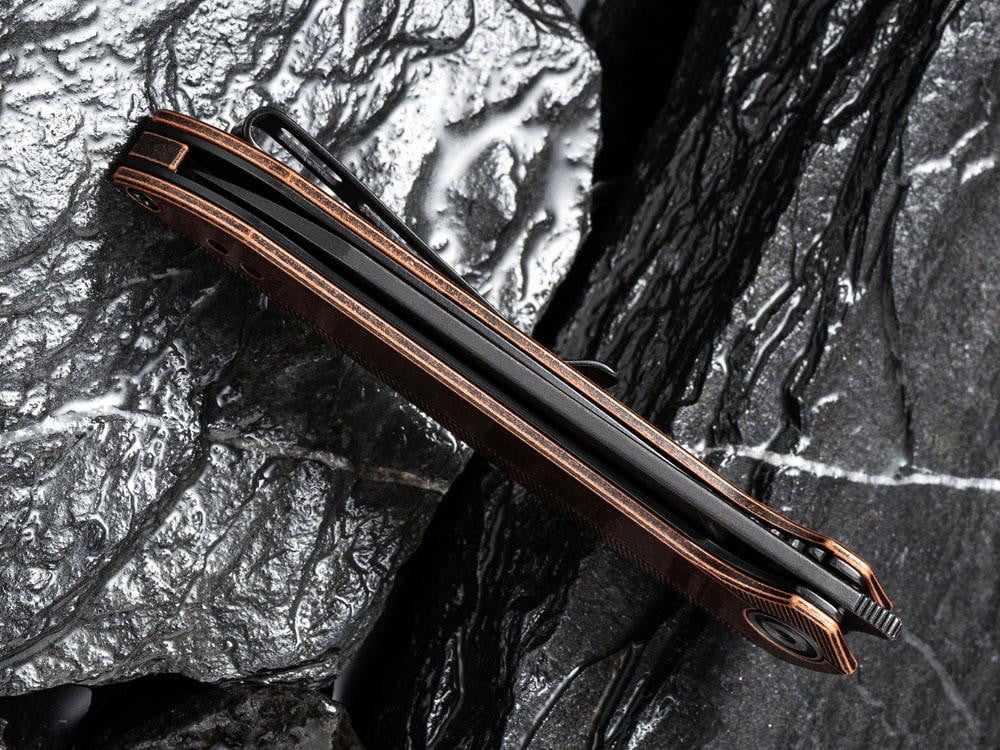 ** HERE NOW ** CIVIVI - C905DS-3 MCKENNA - BLACK DAMASCUS BLADE - COPPER HANDLE - True Talon