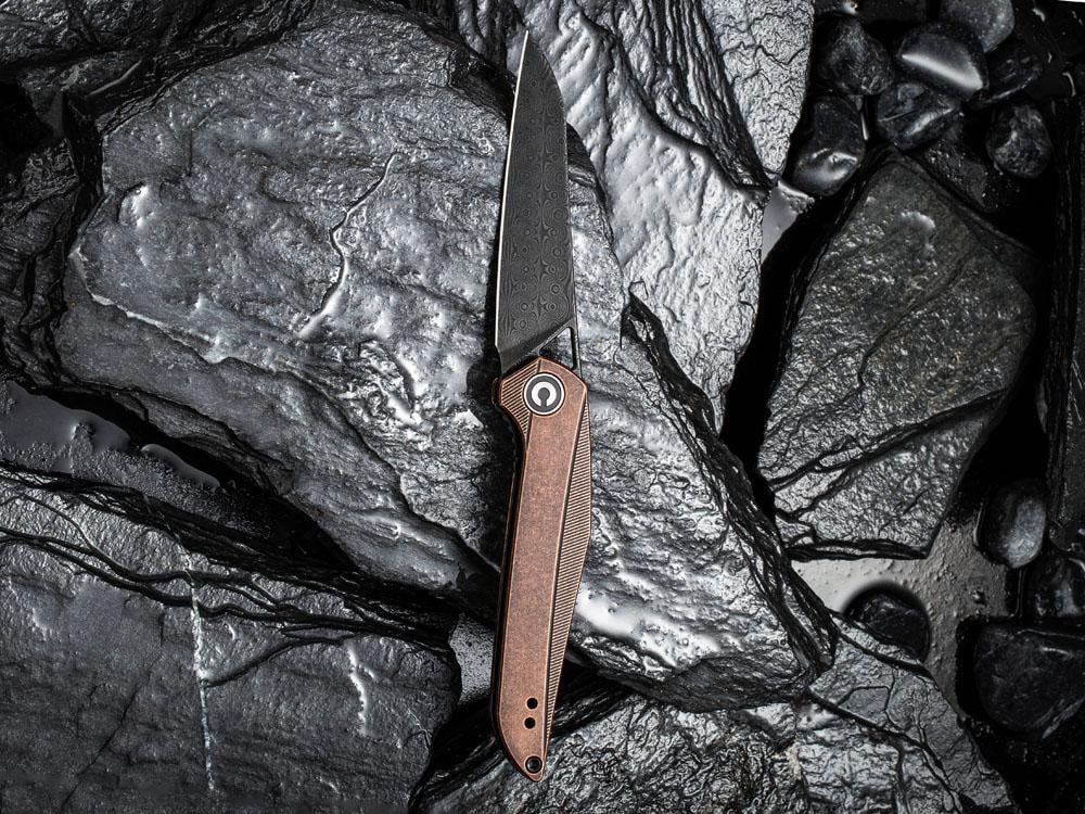 ** HERE NOW ** CIVIVI - C905DS-3 MCKENNA - BLACK DAMASCUS BLADE - COPPER HANDLE - True Talon