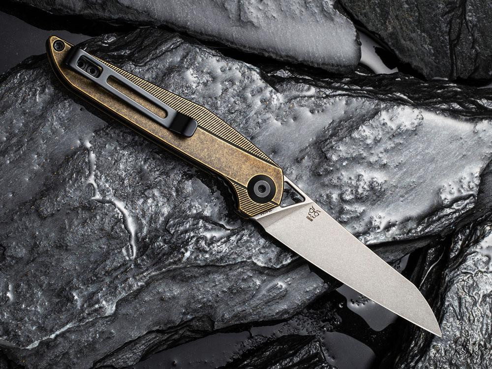 CIVIVI - C905D MCKENNA - 154CM Blade - BRASS Black Stonewashed Handle - True Talon