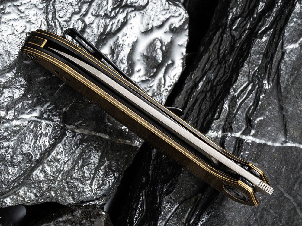 CIVIVI - C905D MCKENNA - 154CM Blade - BRASS Black Stonewashed Handle - True Talon