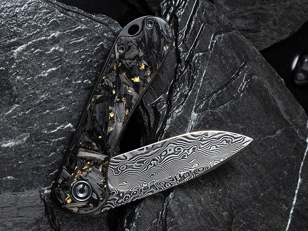 ** HERE NOW ** CIVIVI - C907C-DS ELEMENTUM - Damascus blade - Foil and Carbon Fiber Handles