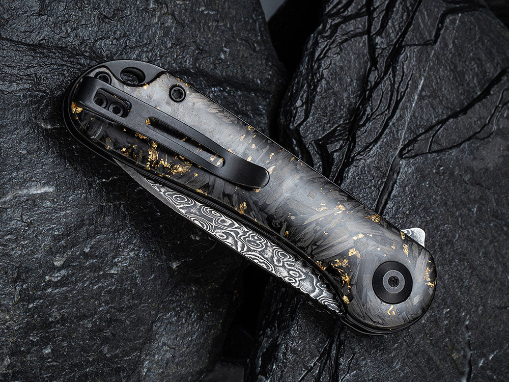 ** HERE NOW ** CIVIVI - C907C-DS ELEMENTUM - Damascus blade - Foil and Carbon Fiber Handles