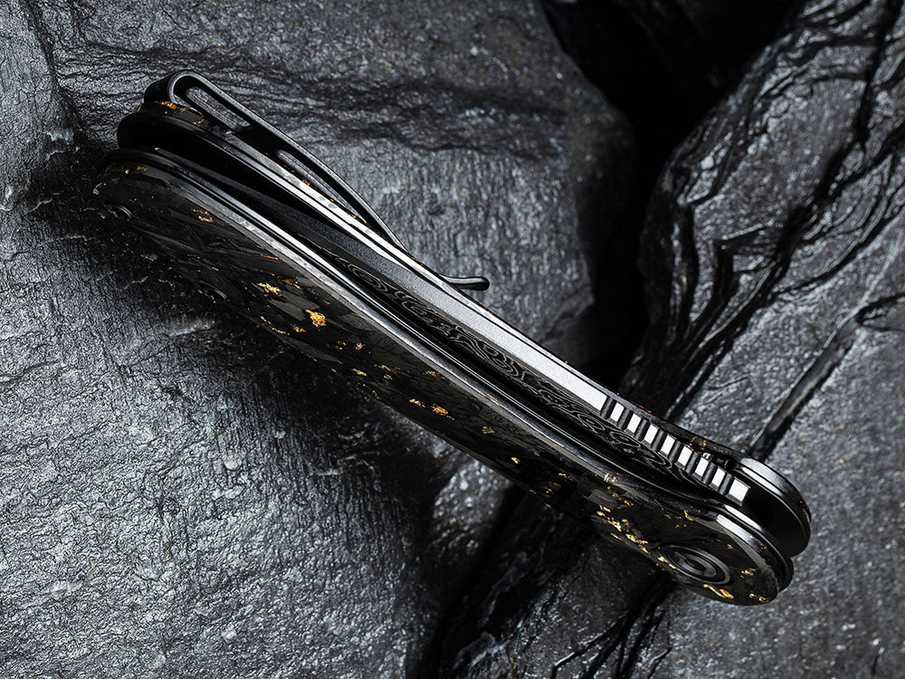 ** HERE NOW ** CIVIVI - C907C-DS ELEMENTUM - Damascus blade - Foil and Carbon Fiber Handles