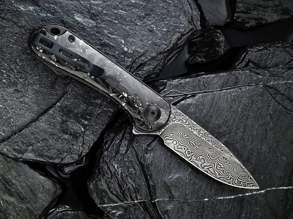 ** HERE NOW ** CIVIVI - C907C-DS ELEMENTUM - Damascus blade - Foil and Carbon Fiber Handles