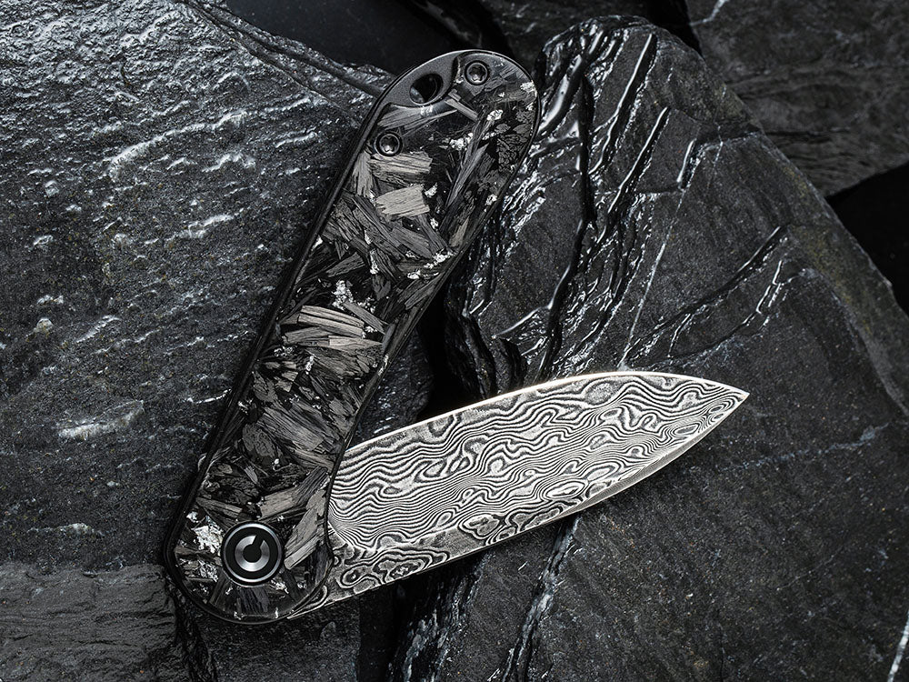 ** HERE NOW ** CIVIVI - C907C-DS ELEMENTUM - Damascus blade - Foil and Carbon Fiber Handles