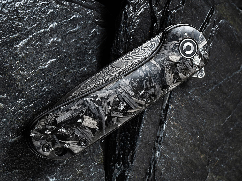 ** HERE NOW ** CIVIVI - C907C-DS ELEMENTUM - Damascus blade - Foil and Carbon Fiber Handles