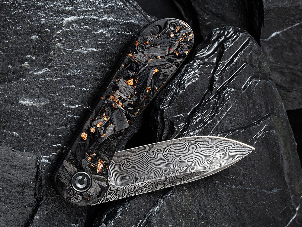 ** HERE NOW ** CIVIVI - C907C-DS ELEMENTUM - Damascus blade - Foil and Carbon Fiber Handles