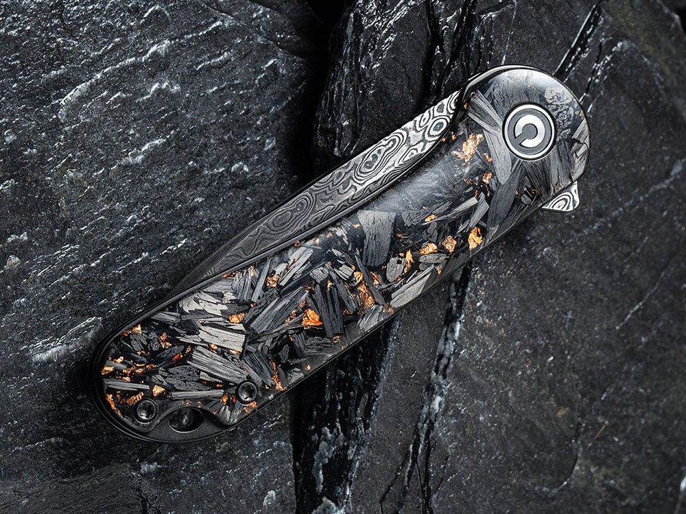 ** HERE NOW ** CIVIVI - C907C-DS ELEMENTUM - Damascus blade - Foil and Carbon Fiber Handles