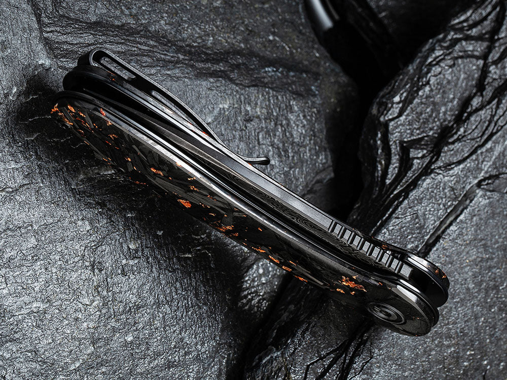** HERE NOW ** CIVIVI - C907C-DS ELEMENTUM - Damascus blade - Foil and Carbon Fiber Handles