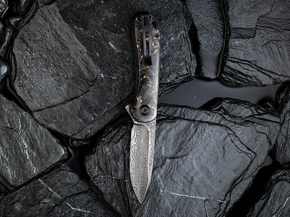 ** HERE NOW ** CIVIVI - C907C-DS ELEMENTUM - Damascus blade - Foil and Carbon Fiber Handles