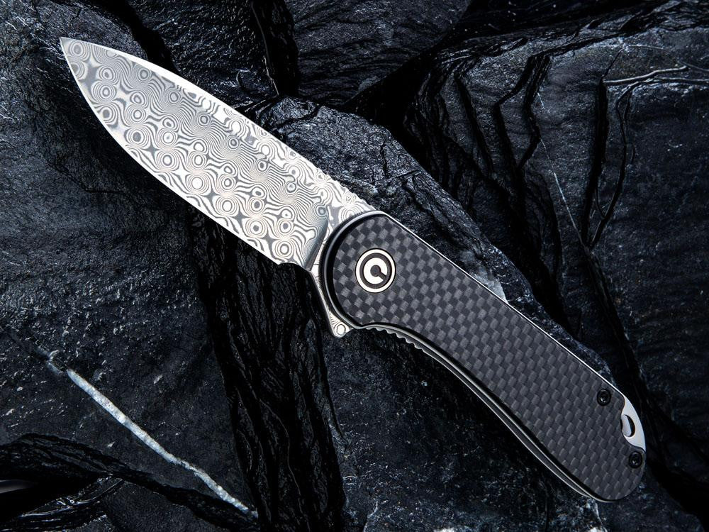 ** HERE NOW ** CIVIVI - C907DS ELEMENTUM - DAMASCUS BLADE - Carbon Fiber over G10 handle - True Talon