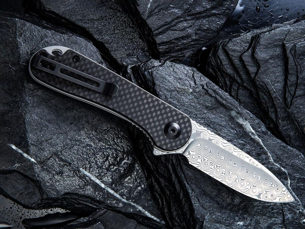 ** HERE NOW ** CIVIVI - C907DS ELEMENTUM - DAMASCUS BLADE - Carbon Fiber over G10 handle - True Talon