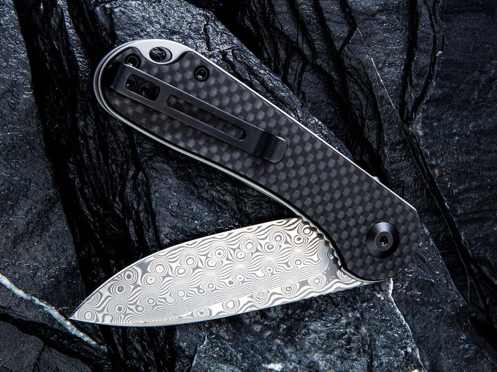 ** HERE NOW ** CIVIVI - C907DS ELEMENTUM - DAMASCUS BLADE - Carbon Fiber over G10 handle - True Talon