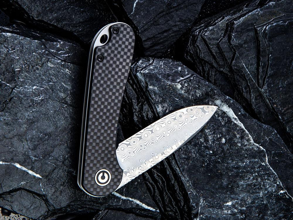 ** HERE NOW ** CIVIVI - C907DS ELEMENTUM - DAMASCUS BLADE - Carbon Fiber over G10 handle - True Talon
