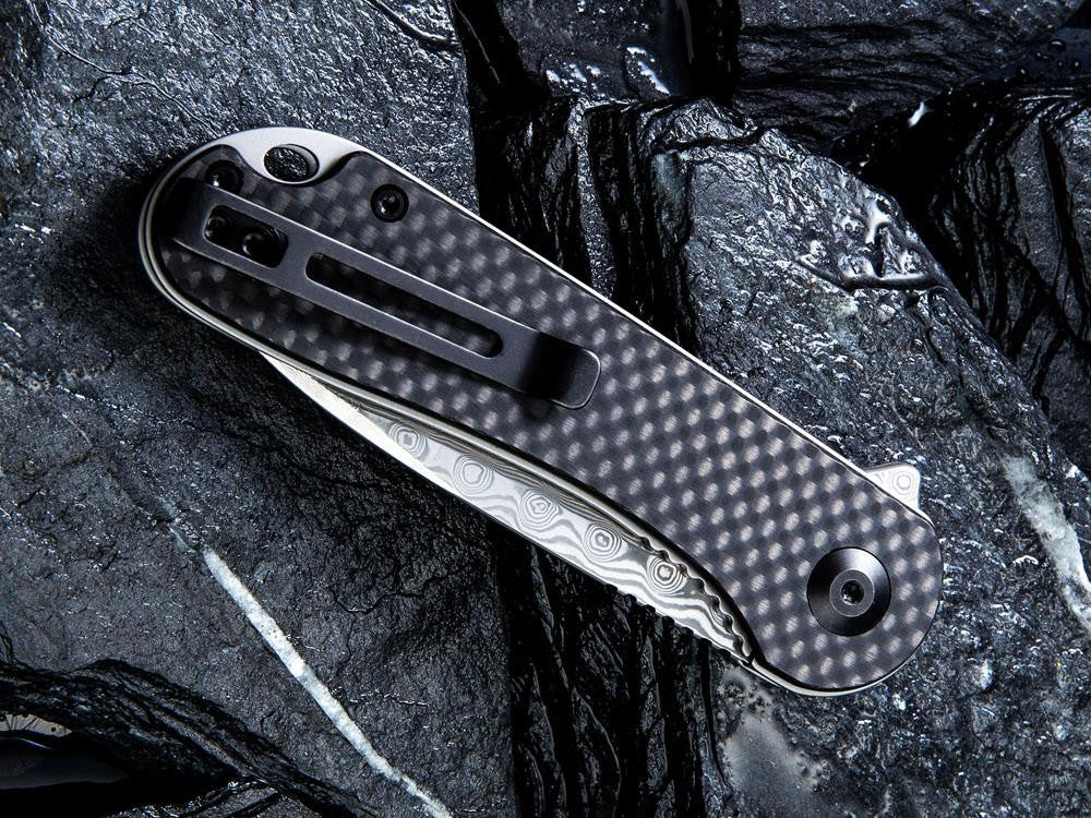 ** HERE NOW ** CIVIVI - C907DS ELEMENTUM - DAMASCUS BLADE - Carbon Fiber over G10 handle - True Talon