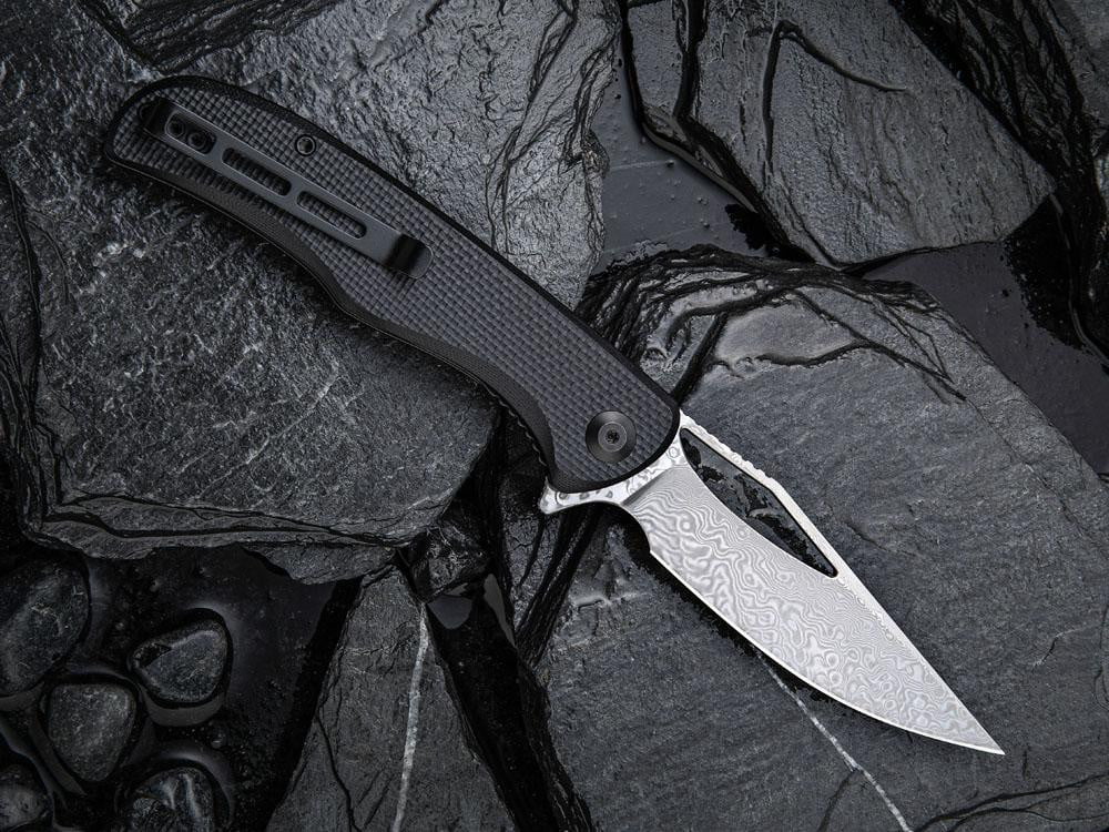 ** HERE NOW ** CIVIVI - C912DS-1 - SHREDDER - DAMASCUS BLADE - Black G10 Handle - True Talon