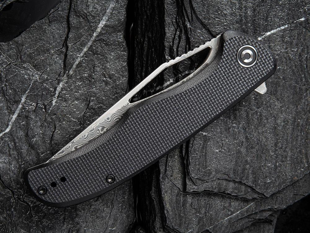 ** HERE NOW ** CIVIVI - C912DS-1 - SHREDDER - DAMASCUS BLADE - Black G10 Handle - True Talon
