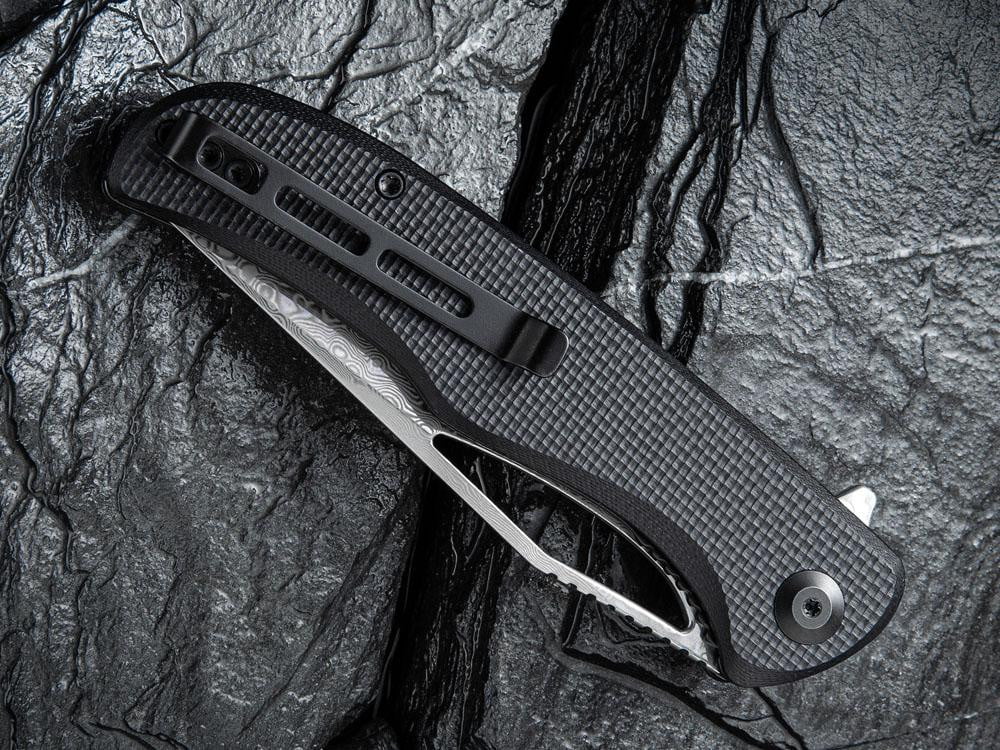** HERE NOW ** CIVIVI - C912DS-1 - SHREDDER - DAMASCUS BLADE - Black G10 Handle - True Talon