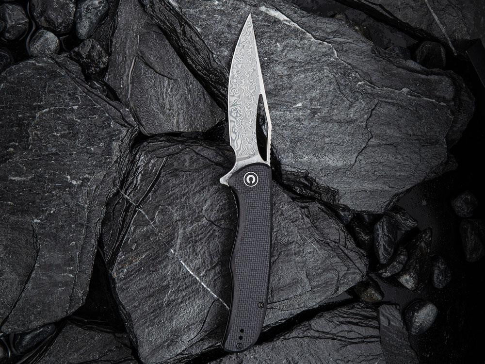 ** HERE NOW ** CIVIVI - C912DS-1 - SHREDDER - DAMASCUS BLADE - Black G10 Handle - True Talon