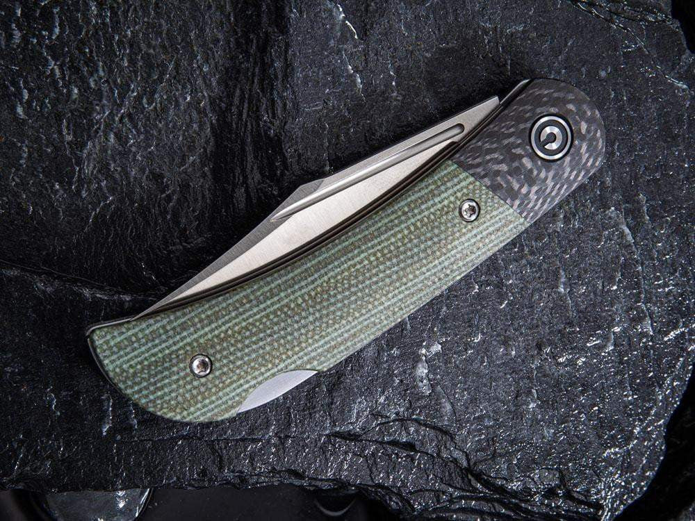 # ** HERE NOW - NEW MICARTA MODEL ** CIVIVI - C914 Rustic Gent - Lock Back - G10 or Micarta Handles & Carbon Fiber Bolsters - True Talon