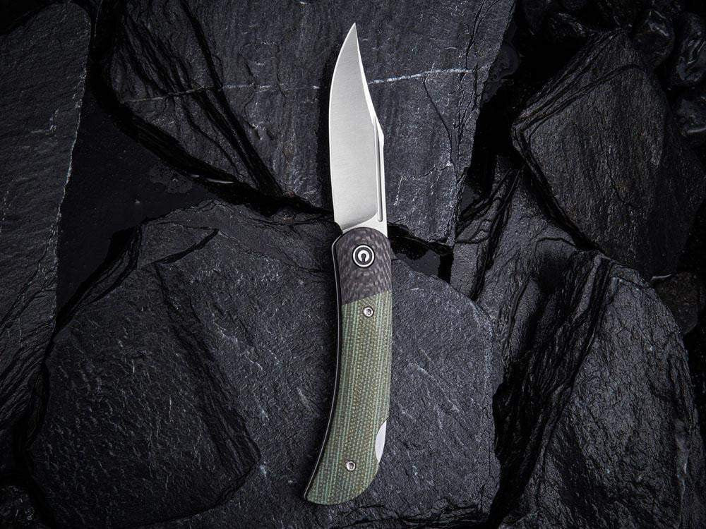 # ** HERE NOW - NEW MICARTA MODEL ** CIVIVI - C914 Rustic Gent - Lock Back - G10 or Micarta Handles & Carbon Fiber Bolsters - True Talon