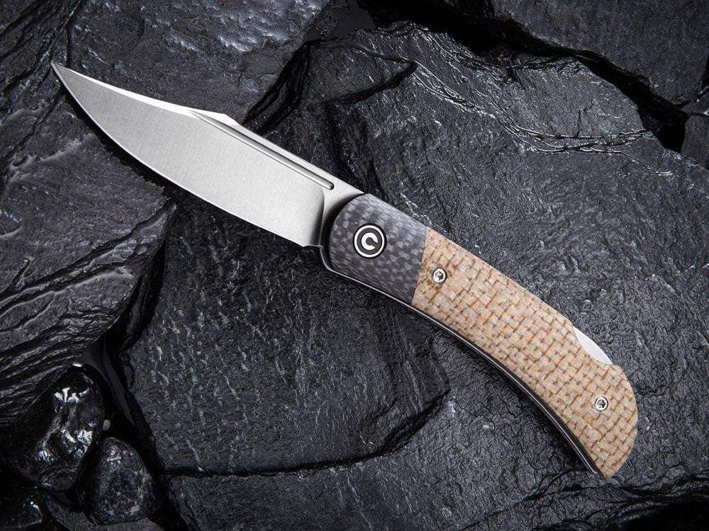 # ** HERE NOW - NEW MICARTA MODEL ** CIVIVI - C914 Rustic Gent - Lock Back - G10 or Micarta Handles & Carbon Fiber Bolsters - True Talon