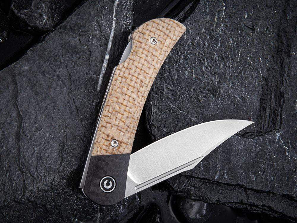 # ** HERE NOW - NEW MICARTA MODEL ** CIVIVI - C914 Rustic Gent - Lock Back - G10 or Micarta Handles & Carbon Fiber Bolsters - True Talon