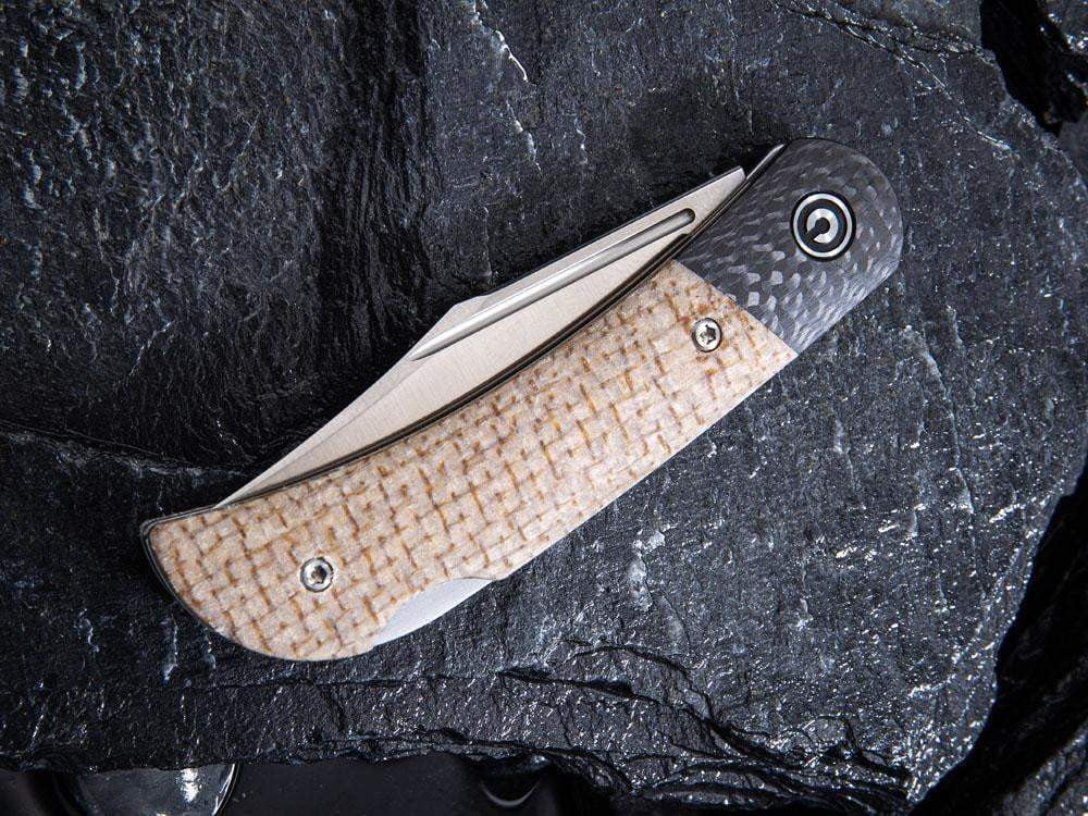 # ** HERE NOW - NEW MICARTA MODEL ** CIVIVI - C914 Rustic Gent - Lock Back - G10 or Micarta Handles & Carbon Fiber Bolsters - True Talon