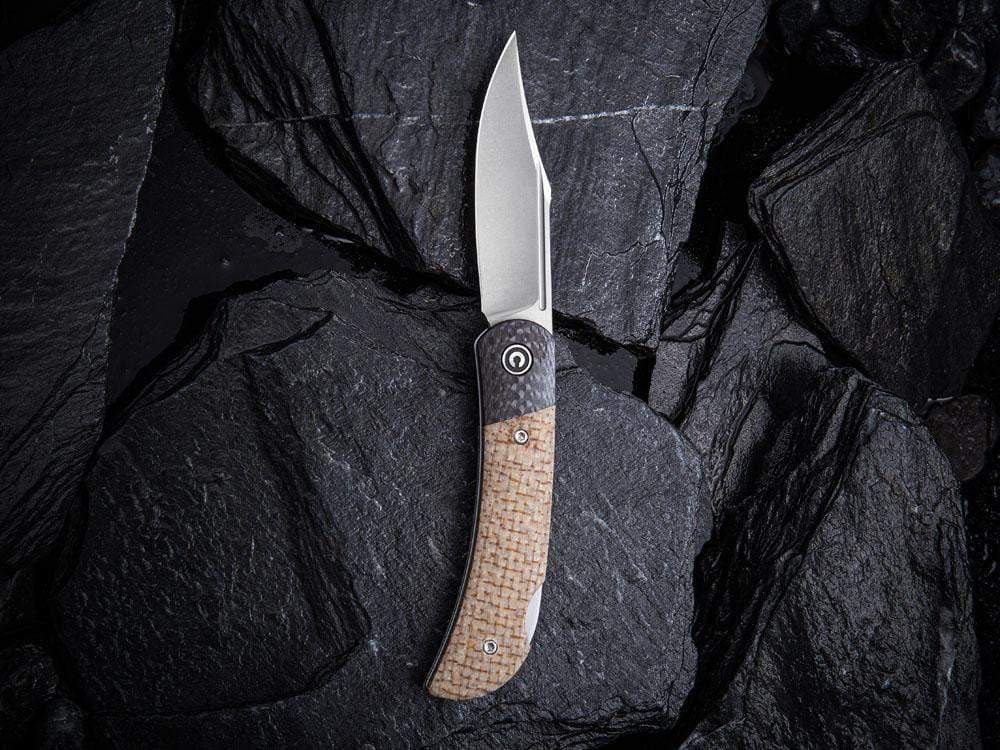 # ** HERE NOW - NEW MICARTA MODEL ** CIVIVI - C914 Rustic Gent - Lock Back - G10 or Micarta Handles & Carbon Fiber Bolsters - True Talon