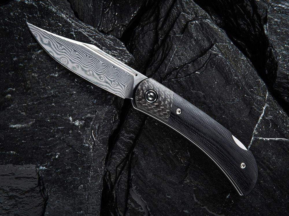 ** HERE NOW ** CIVIVI - C914DS Rustic Gent DAMASCUS - Lock Back - G10 or Micarta Handles & Carbon Fiber Bolsters - True Talon