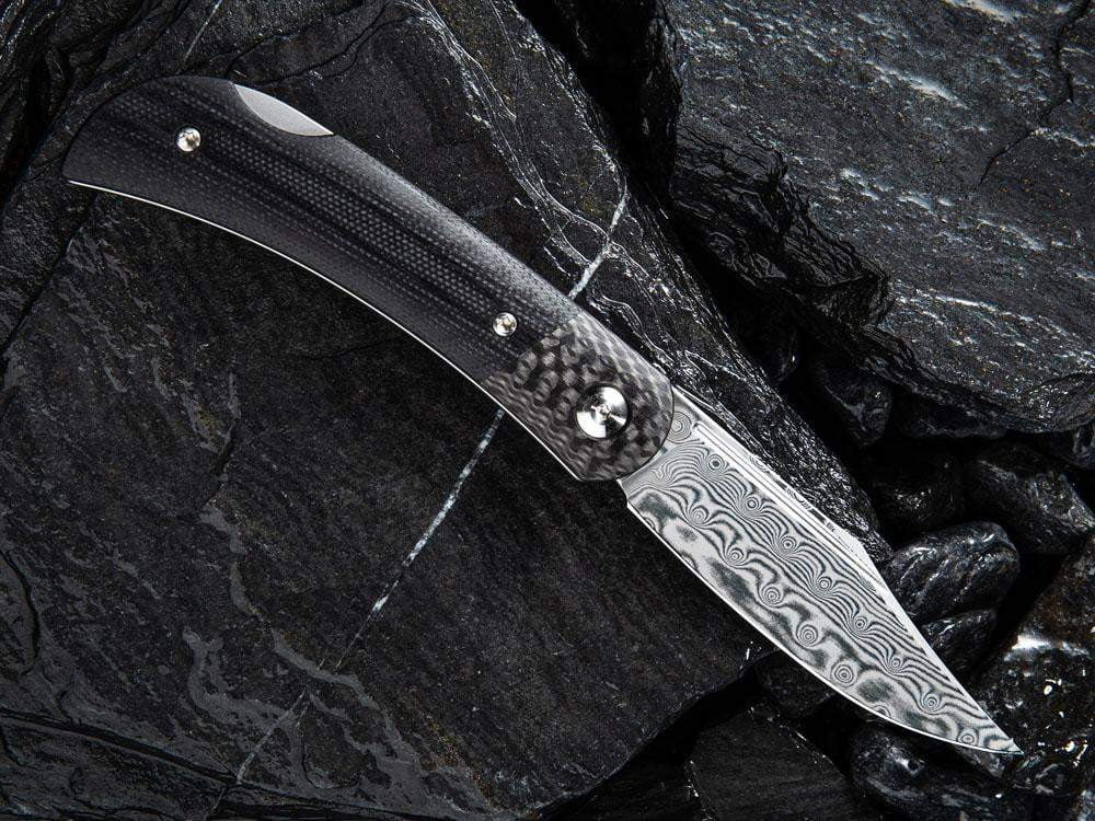 ** HERE NOW ** CIVIVI - C914DS Rustic Gent DAMASCUS - Lock Back - G10 or Micarta Handles & Carbon Fiber Bolsters - True Talon