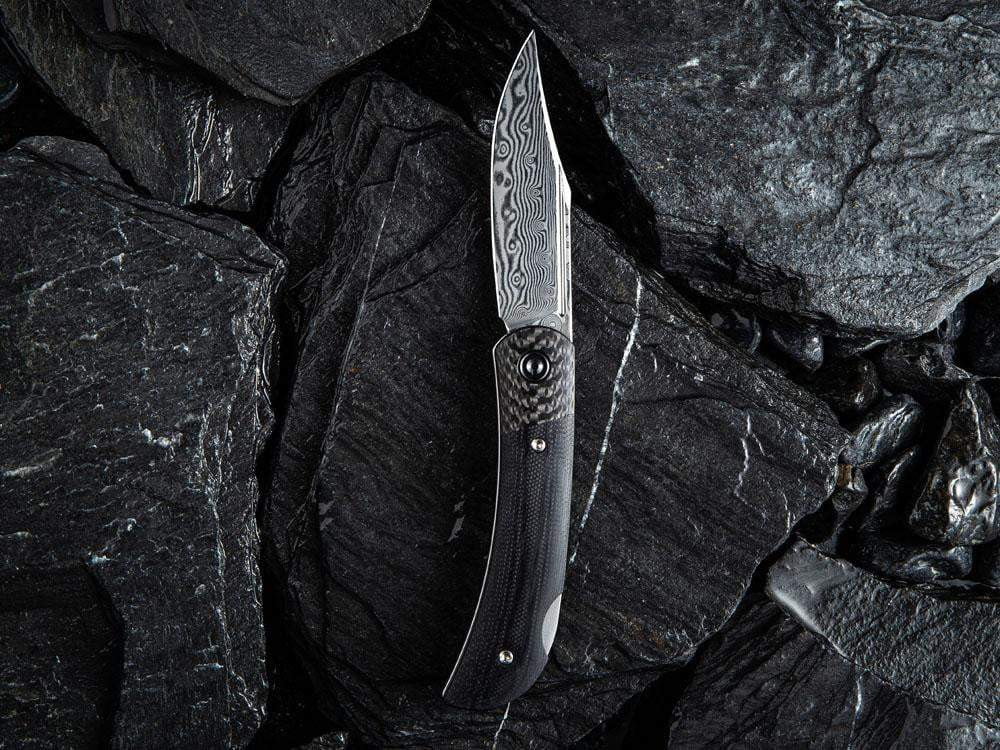 ** HERE NOW ** CIVIVI - C914DS Rustic Gent DAMASCUS - Lock Back - G10 or Micarta Handles & Carbon Fiber Bolsters - True Talon