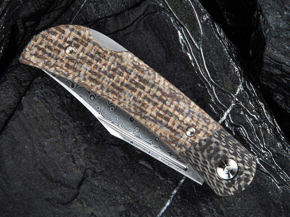 ** HERE NOW ** CIVIVI - C914DS Rustic Gent DAMASCUS - Lock Back - G10 or Micarta Handles & Carbon Fiber Bolsters - True Talon