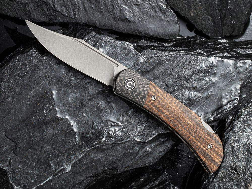 # ** HERE NOW - NEW MICARTA MODEL ** CIVIVI - C914 Rustic Gent - Lock Back - G10 or Micarta Handles & Carbon Fiber Bolsters - True Talon