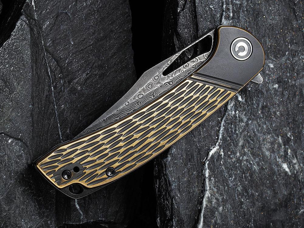 CIVIVI - C2005DS-1 Dogma -Black Damascus blade - BLACK BRASS Handle - True Talon