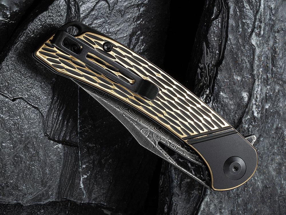 CIVIVI - C2005DS-1 Dogma -Black Damascus blade - BLACK BRASS Handle - True Talon