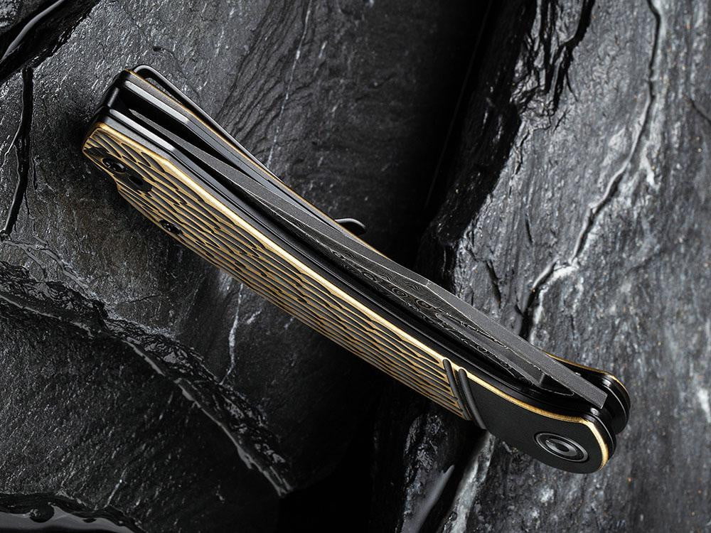 CIVIVI - C2005DS-1 Dogma -Black Damascus blade - BLACK BRASS Handle - True Talon